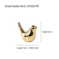 Figura de pájaro de cerámica dorada pulida, medida 7,6cm x 3,8cm x 6,6cm, modelo HP250-MT - Pequeño / Dorado