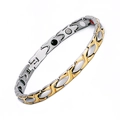 Elegante bracciale magnetico in acciaio inossidabile bicolore argento e oro - Acciaio e Oro