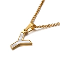 Collana elegante in acciaio inossidabile dorato con ciondolo lettera Y in madreperla - Lettera Y (KN81229-K)