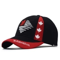 Gorra de béisbol de Canadá negra y roja con bordado de hoja de maple y Edmonton - Patchwork Negro Rojo (Bordado de Hoja de Arce de Edmonton)