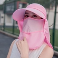 Cappello parasole rosa da donna con maschera rimovibile e protezione per collo e il viso - ZM Classico / Fucsia