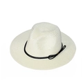 Cappello da sole in paglia bianca con corda boho nera e fibbia regolabile in oro - Bianco