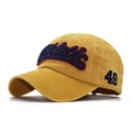 Cappellino baseball giallo ambra in cotone lavato con ricamo Athletics e toppa 49 - Regolabile / Giallo Zenzero