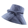 Grey-blue sun hat for women featuring a large decorative bow and wide brim design - 57-58cm / Sky Blue