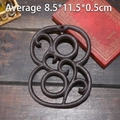 Vintage industrial cast iron decorative number plate in dark brown, size 8.5x11.5x0.5cm - Number 8