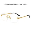 Rimless square sunglasses with twisted gold metal arms and transparent lenses - Gold Frame Clear Lens