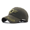 Side view of olive green cotton tactical cap featuring U.S. ARMY embroidery on the brim - Adjustable / Army Green