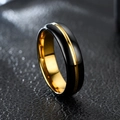 Detailed view of brushed black and gold stainless steel ring with polished inner surface - US 6 / 6mm Black and Gold Two-tone