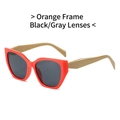 Occhiali da sole cat eye chic con montatura arancione e lenti grigio scuro alla moda - Montatura Arancione Lenti Grigie