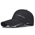 Casquette de baseball noire décontractée avec longue visière et imprimé sport - Noir Bord Noir