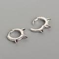 Silver S925 sterling silver ear cuffs with spiked rivets and clear cubic zirconia - 925 Silver / Silver