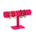 Single tier T-bar jewelry display stand with rose red velvet for bracelets and watches - Single Tier / Rose Red