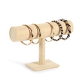 T-bar jewelry display stand for bracelets and watches with beige linen finish - Single Tier / Hemp Fabric