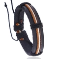 Adjustable multi-layer black leather bracelet with colorful braided cord for men and women - Brown + Beige + Light Brown
