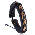 Bracciale da uomo intrecciato in pelle nera e marrone con chiusura regolabile - Nero e Marrone