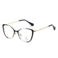 Montatura per occhiali cat eye nero e oro con lenti anti-luce blu e protezione UV400 - Montatura Oro Nero