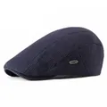 Coppola da uomo in maglia a nido d'ape blu navy con logo metallico laterale e stile retrò - Regolabile / Blu scuro