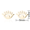 Boucles d'oreilles minimalistes œil grec doré avec design évidé et détails cils, 9mm x 6mm - Doré