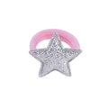 Élastique à cheveux rose avec une étoile à paillettes argentées pour filles - 5# Étoile en Argent