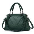 Deep green soft leather handbag with V-shaped patchwork design and dark hardware - Green