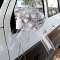 Silver organza pull bow ribbon decoration for wedding car side mirror ornament - 10 Strands Pack / Pastel Silver Gray