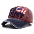 Vintage US Army baseball cap with embroidery and flag patch on washed canvas - Adjustable / Navy Brim Wine Red Top