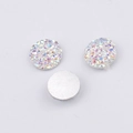 Detail of 10mm resin druzy cabochons with iridescent sparkles and silver metal backing - Iridescent Silver (9)