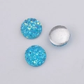 Detailed view of 10mm blue resin druzy cabochons with flat silver bases for DIY jewelry - Blue Glitter (18)