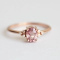 Pink oval cubic zirconia ring in rose gold finish with delicate side stones - US 6 / Rose Gold