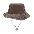 Detail of washed canvas sun hat with metal eyelets and adjustable windproof drawstring - M (56-58cm) / Coffee