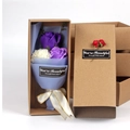 Purple and white soap rose bouquet gift box for Mother's Day with blue paper wrap - Purple Series