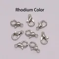 Set of seven rhodium-plated metal lobster clasps for DIY jewelry making accessories - Rhodium