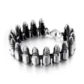 Bracciale punk gotico in acciaio inossidabile 316L con maglie a forma di proiettile - Forma di Proiettile (Colore Acciaio)