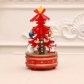 Boîte à musique rotative en bois rouge avec sapin de Noël et ornements pour décor de fête - Rouge