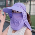 Cappello parasole viola 3-in-1 con maschera e coprinuca per protezione UV completa - ZM Classico / Viola