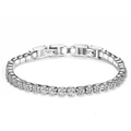 Bracelet tennis en acier inoxydable argenté avec oxydes de zirconium de 3mm en cercle - Blanc