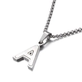Collier minimaliste en titane argenté avec un pendentif lettre A en nacre blanche - Style A (KN81179-K)