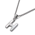 Collier avec pendentif lettre H argenté et incrustation en nacre sur chaîne fine - Style H (KN81186-K)