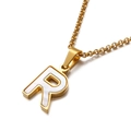 Collana in acciaio inossidabile dorato con pendente lettera R e intarsio in madreperla - Lettera R (KN81222-K)