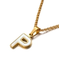 Collana in acciaio inossidabile dorato con pendente lettera P e conchiglia - Lettera P (KN81220-K)