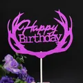 Sparkling purple reindeer Happy Birthday cake topper made of glitter cardstock - Mr. Deer Rose Red