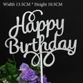 Silver glitter Happy Birthday cake topper with cursive font for party decoration - Circle Happy Birthday Silver