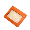 Professional orange leather card holder with clear ID window on a clean white background - KB33 Single Window / Orange