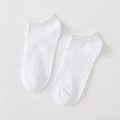 Minimalist white low-cut cotton ankle socks for women featuring ribbed texture and elastic cuff - Standard Type / White
