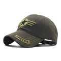 Olivgrüne Camouflage-Stern-Baseballkappe mit U.S. ARMY Stickerei und Verstellriemen - Verstellbar / Tiefes Olivgrün