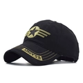 Schwarze Baseballkappe aus Baumwolle mit goldenem U.S. Army Stern Stickerei-Design - Verstellbar / Schwarz