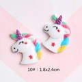 Glitter resin unicorn charms for DIY hair clips with dimensions of 1.8x2.4cm and colorful mane - 10#