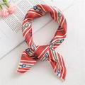 Elegant silk scarf with red stripes and equestrian motif, decorative knot on white background - 50*50CM / FX-75 Rope Buckle Red