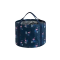 Navy portable folding washbasin with flamingo print and durable carry handles - Medium / Navy Flamingo