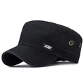 Berretto cadet nero classico da uomo in cotone con trama vintage ed etichetta SMS laterale - Nero
